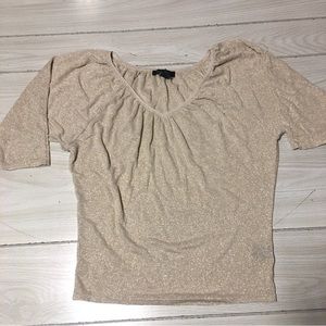 White House Black Market Women's Gold Beige Sparkle Top Size XS